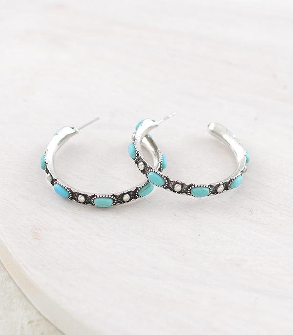 New Arrival :: Wholesale Western Turquoise Hoop Earrings