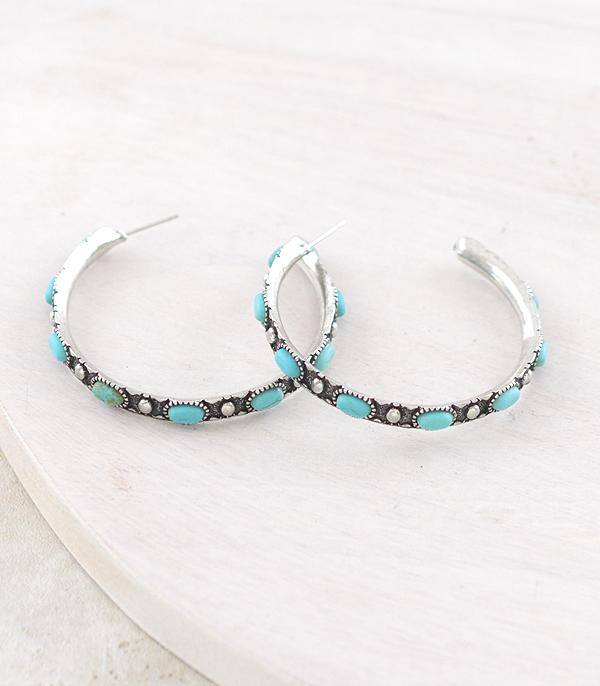 New Arrival :: Wholesale Western Turquoise Hoop Earrings